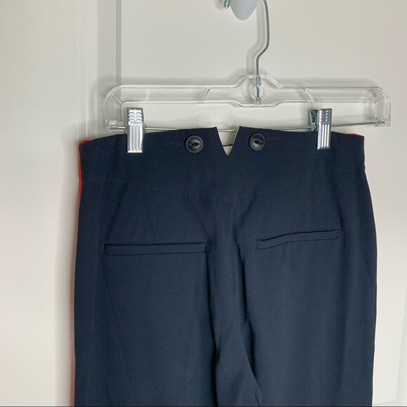 Rag & Bone Navy Blue Dagger Side Tuxedo Stripe High Waist Slim Pants Szie 0 - Picture 6 of 8